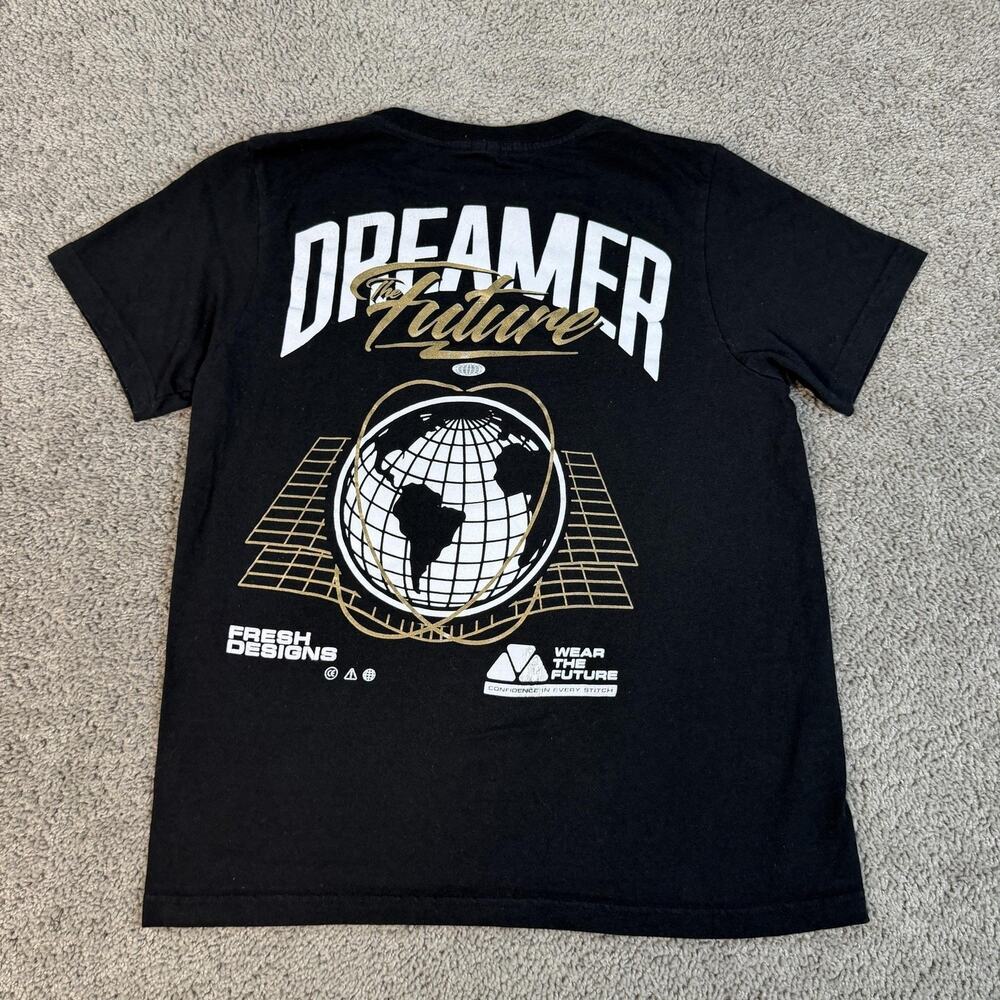 Return To Sender Shirt Mens M Black Dreamer The Future Back Graphic Globe Logo